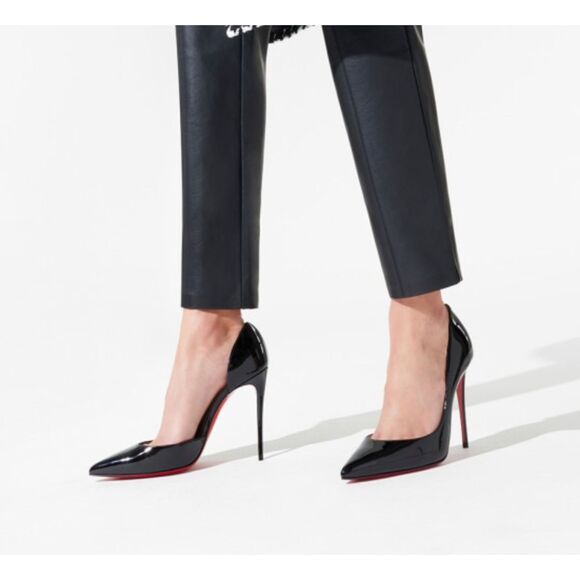 CHRISTIAN LOUBOUTIN Iriza 100mm Pumps Black Patent‎ Leather IN BOX 38.5 - Picture 1 of 8